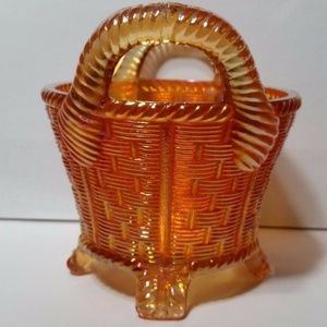 Northwood Marigold Carnival Glass Bushel Basket